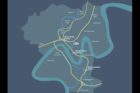 Map of Brisbane's Underground Bus & Train project.